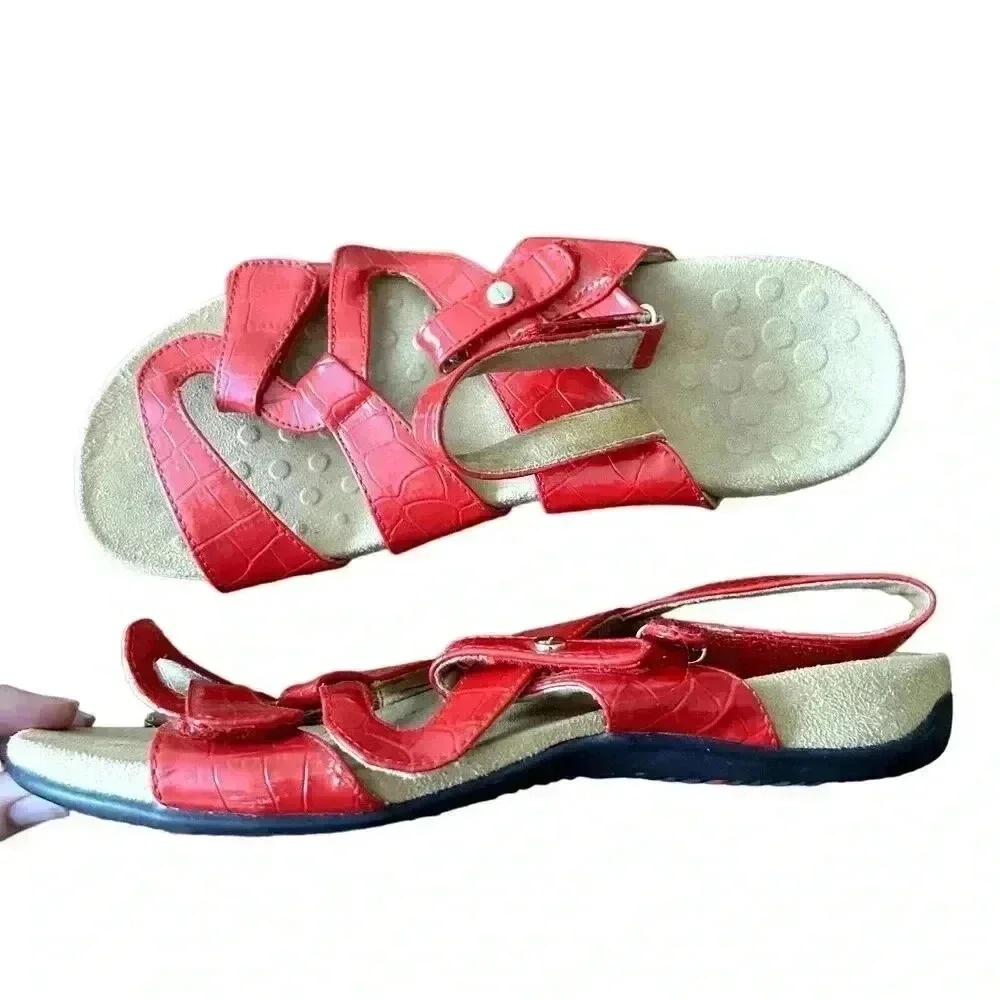 Vionic Red Embossed Strap Sandals